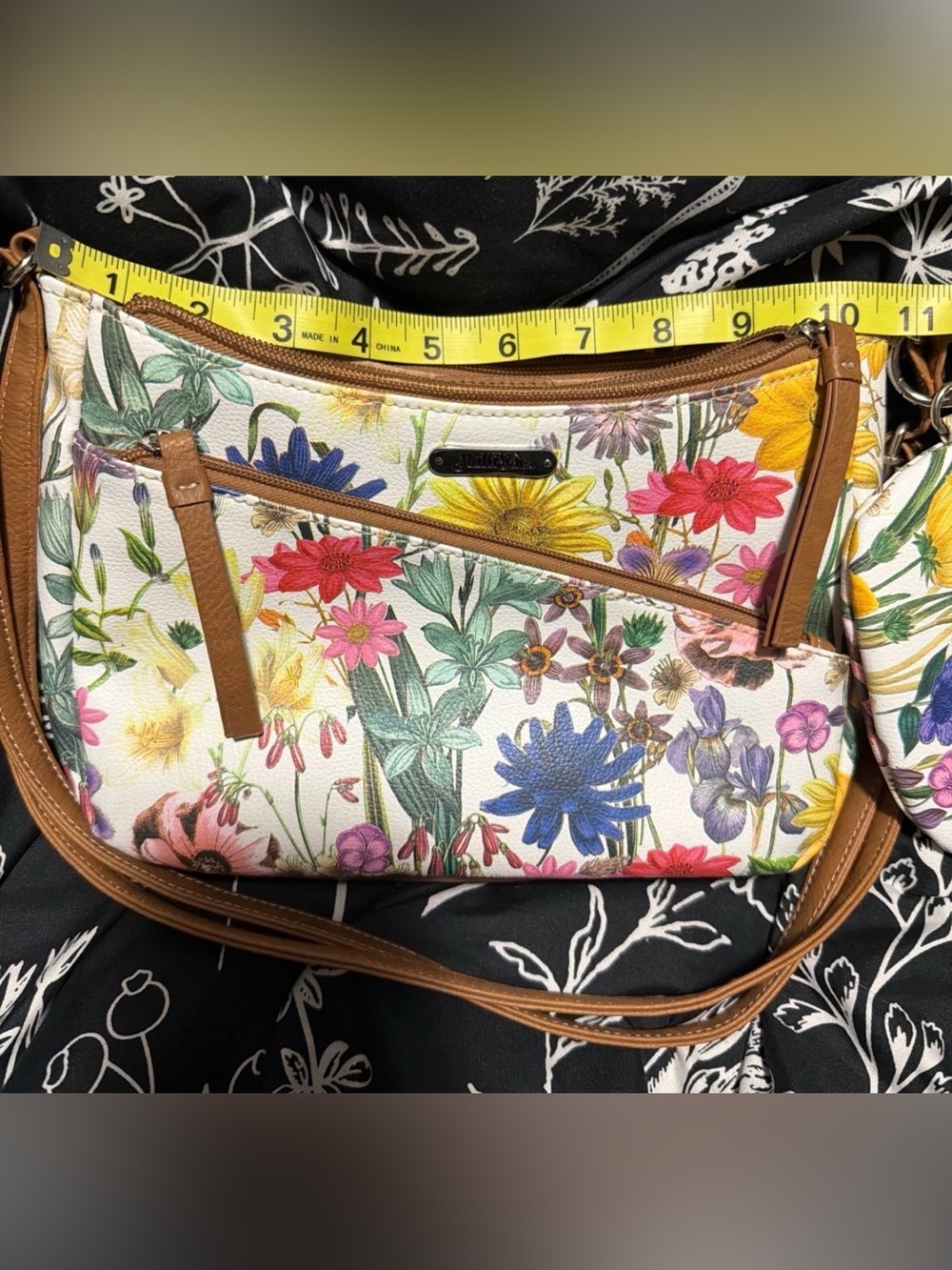 MultiSac floral Print Crossbody Bag with coin purse attached